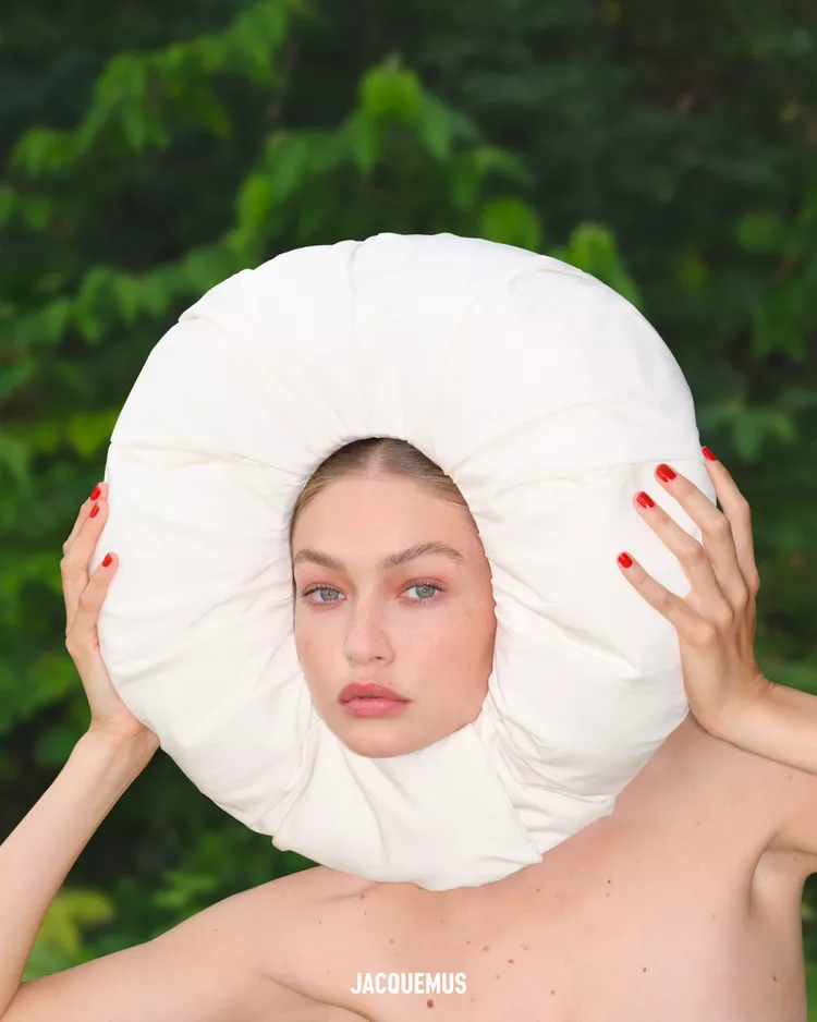 Gigi Hadid in a Jacquemus silver dress