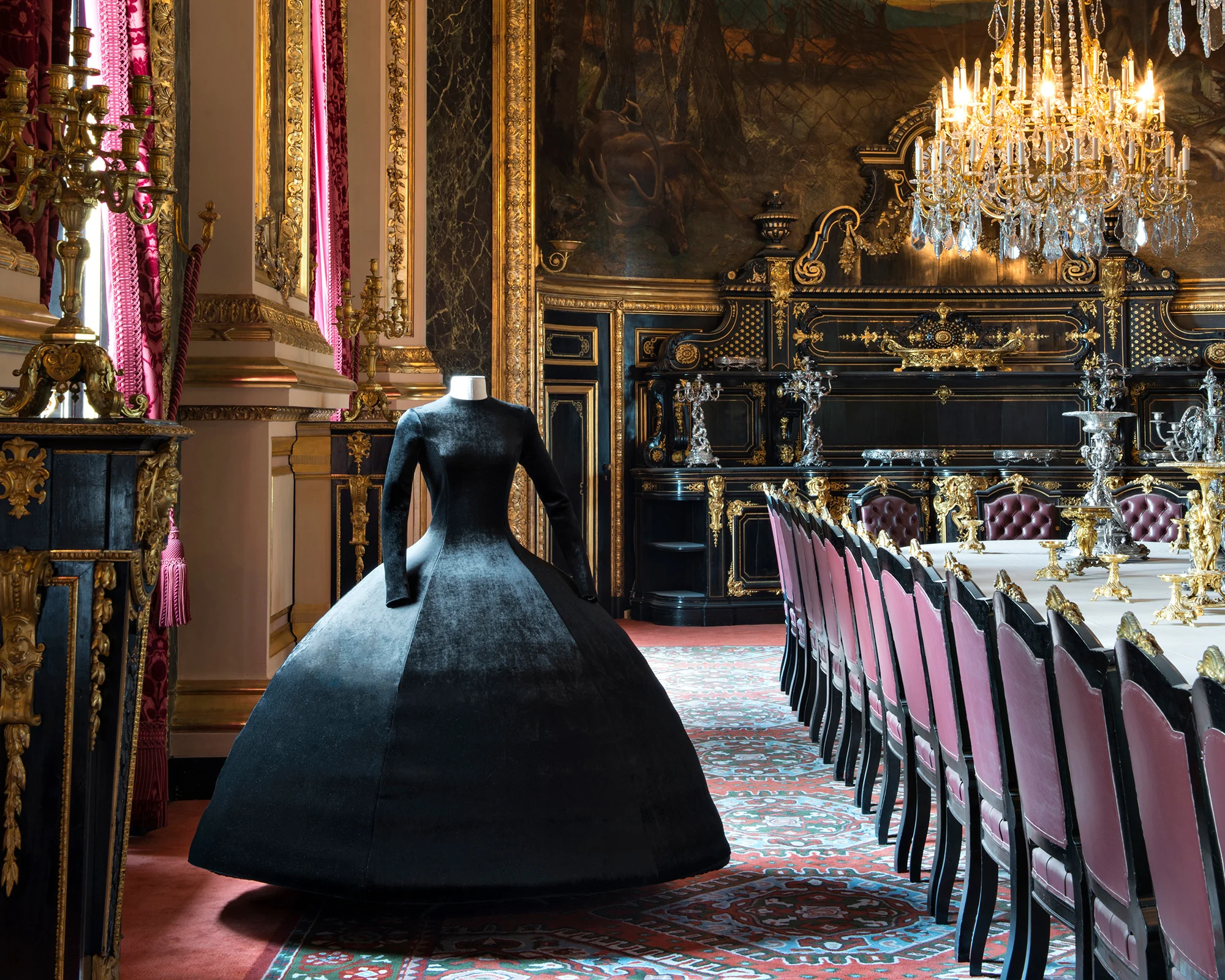 A black velvet gown created by Demna for Balenciaga. Image source: Nicolas Matheus/Musée du Louvre