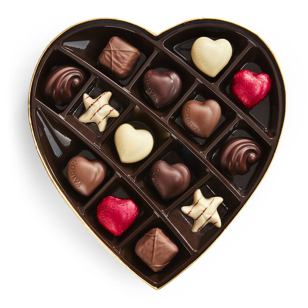 Valentine's Day Heart Assorted Chocolate Gift Box, 14 pc. Image source: GODIVA Chocolatier