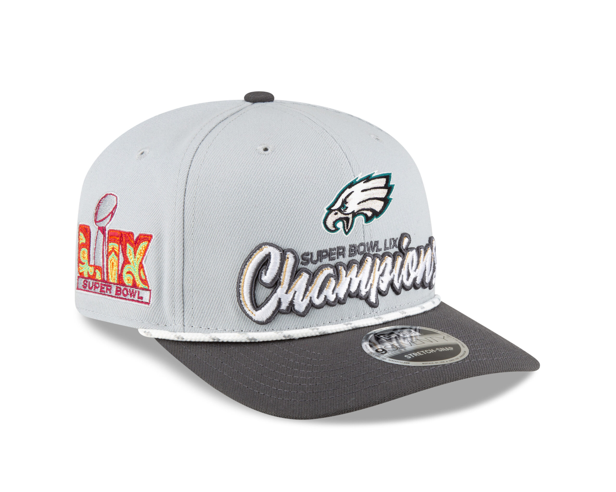 New Era Cap's 9SEVENTY stretch snap cap celebrates the Philadelphia Eagles' Super Bowl championship. Image source: New Era Cap LLC Philadelphia Eagles