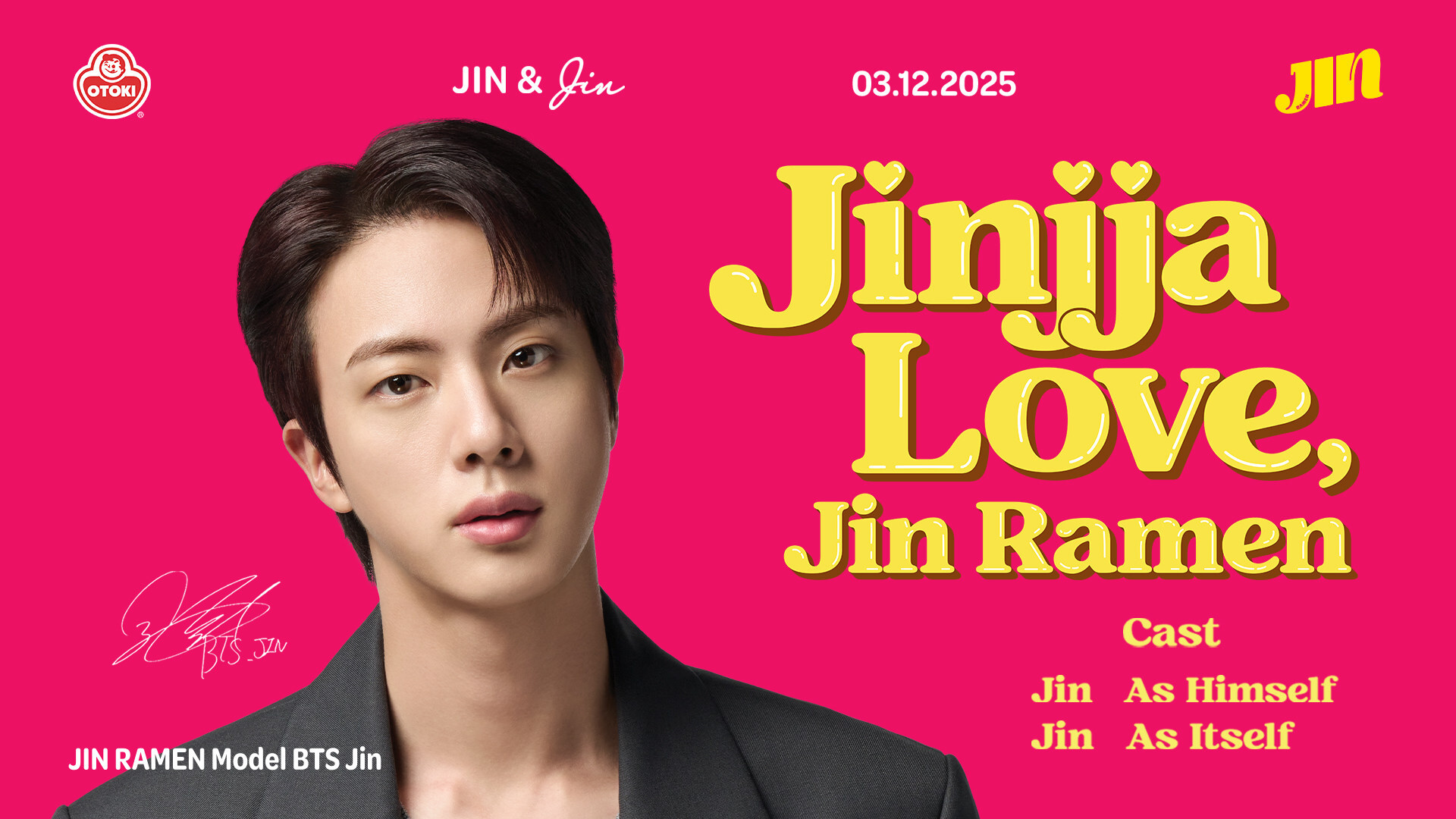 OTOKI Unveils ‘Jin Ramen Campaign’ Video Featuring BTS’ Jin, Launching Global Campaign. Image source: OTOKI